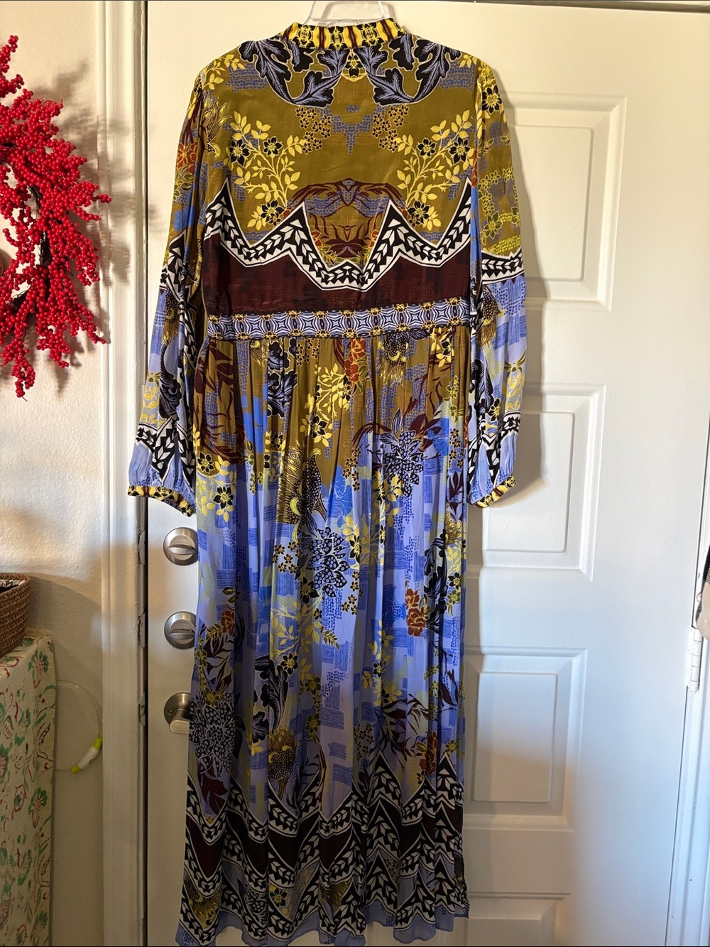 Nanette Lepore Olive & Periwinkle Floral Maxi Dress - Picture 3 of 6